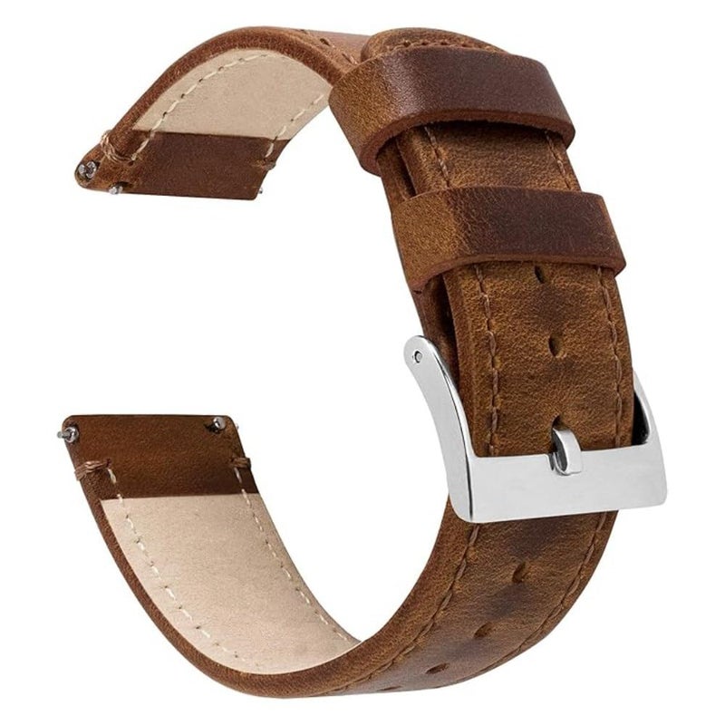 BARTON WATCH BANDS Quick Release Top Grain Leather Watch Band Strap, Caramel Tan Leather, 18mm - Image 1